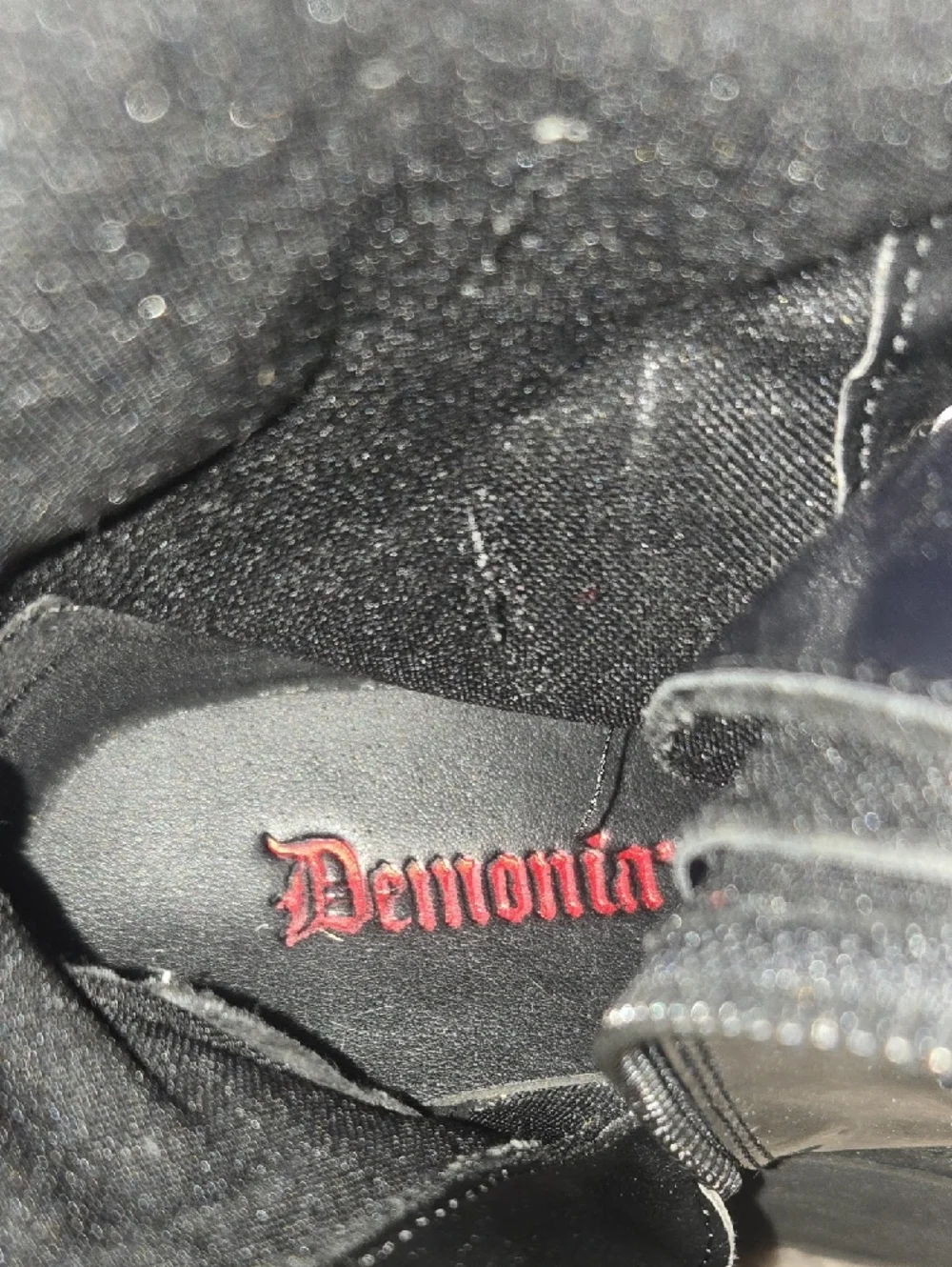 DEMONIA Black Mid-Calf Boots with‎ Hologram Detail Size 6